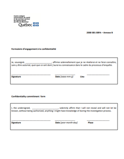 Annexe 6 Formulaire d'engagement à la confidentialité 