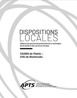 Dispositions locales du CIUSSS de l'Estrie-CHUS Dispositions locales du CIUSSS de l'Estrie-CHUS