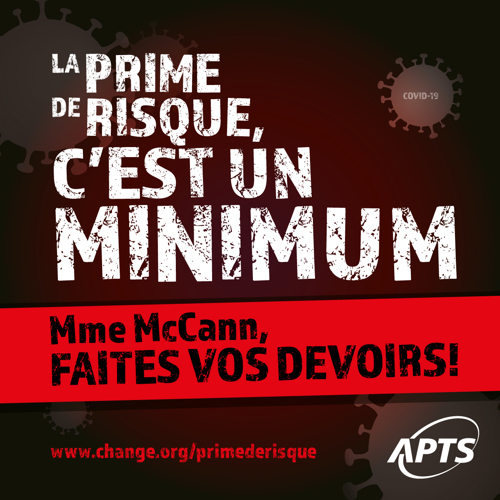 COVID-19 | L’APTS réclame une véritable reconnaissance du travail de ses membres et des risques encourus - APTS COVID-19 | L’APTS réclame une véritable reconnaissance du travail de ses membres et des risques encourus - APTS