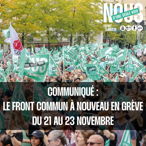 Négociation | Le Front commun sera en grève les 21, 22 et 23 novembre prochains - APTS