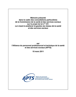 Mémoire PL127 sur la gestion du réseau de la santé et des services sociaux (2011)
