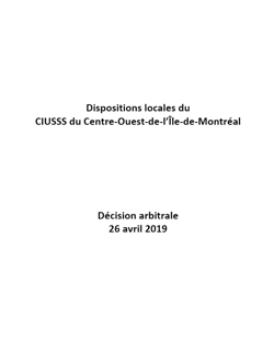 Dispositions locales du CIUSSS du Centre-Ouest-de-l'Île-de-Montréal