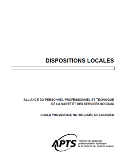 Dispositions locales du CHSLD Providence