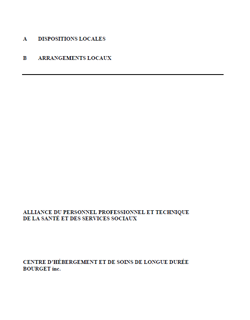 Dispositions locales du CHSLD Bourget