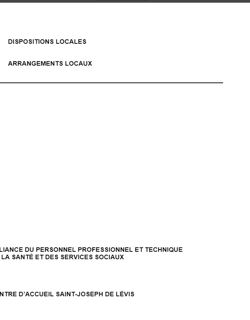 Dispositions locales du Centre Saint-Joseph