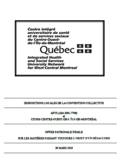 Dispositions locales APTS Centre-Ouest de Montréal Dispositions locales APTS Centre-Ouest de Montréal