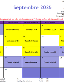 Calendrier septembre 2025 / September 2025 Calendar Calendrier septembre 2025 / September 2025 Calendar