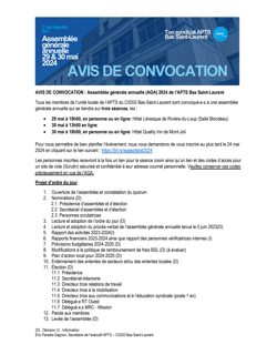 AVIS DE CONVOCATION AGA 2024