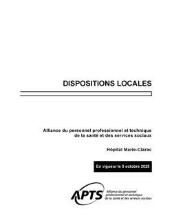 Dispositions locales de l'Hôpital Marie-Clarac Dispositions locales de l'Hôpital Marie-Clarac