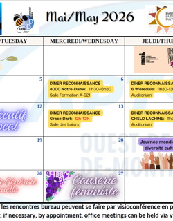 Calendrier Mai 2026