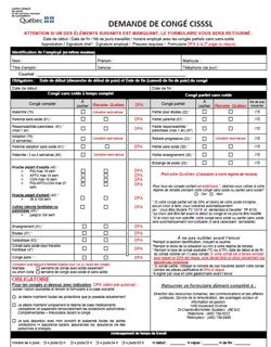 FORMULAIRE | Demande de congé CISSSL FORMULAIRE | Demande de congé CISSSL