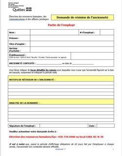 FORMULAIRE | Révision Ancienneté FORMULAIRE | Révision Ancienneté