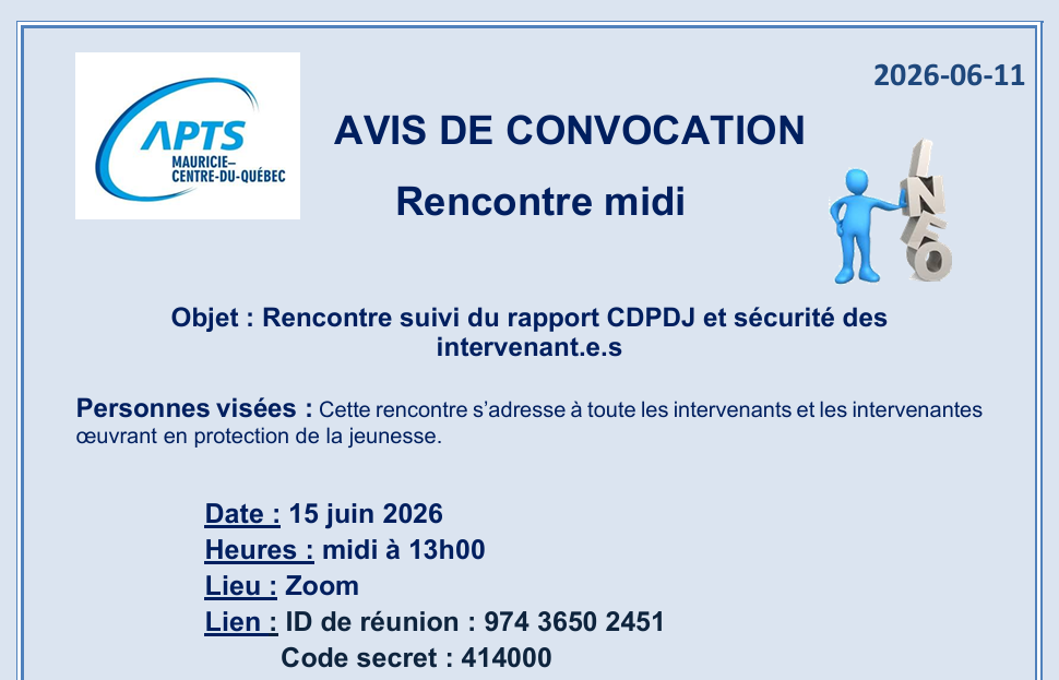 Événement du 15.06.2026 - CIUSSS Mauricie-Centre du Québec