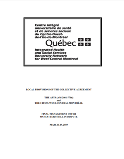 Local provisions of APTS West-Central Montreal Local provisions of APTS West-Central Montreal