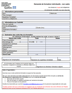 Formulaire Demande de formation individuelle Formulaire Demande de formation individuelle