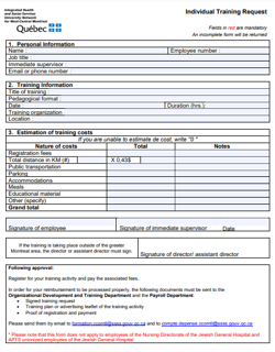 Individual Training Request Form Individual Training Request Form