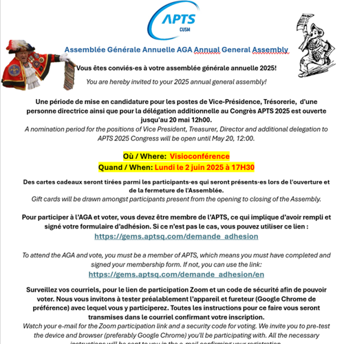 12 juin 2025 Assemblee generale annuelle -AGA- Annual General Assembly June 12 2025 - APTS 12 juin 2025 Assemblee generale annuelle -AGA- Annual General Assembly June 12 2025 - APTS