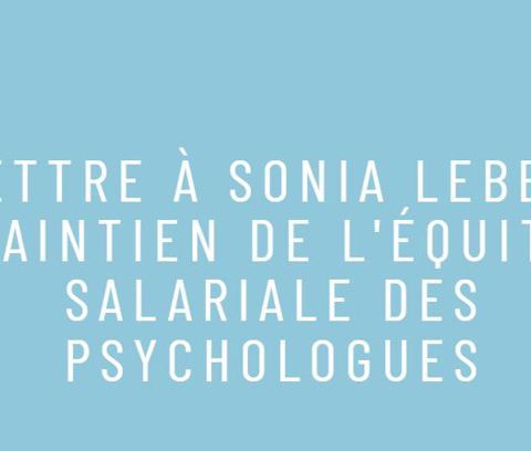Lettre à Sonia LeBel: maintien de l'équité salariale des psychologues - APTS