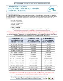 2023-2024 Calendrier des congés fractionnés 2023-2024 Calendrier des congés fractionnés