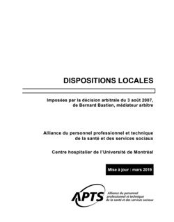 Dispositions locales du CHUM Dispositions locales du CHUM