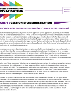 Fiche d'information sur les plateformes numériques et le privé en santé Fiche d'information sur les plateformes numériques et le privé en santé