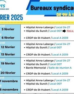 2025-02.   Calendrier des bureaux syndicaux de Février 