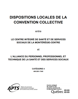 Dispositions locales du CISSS Montérégie-Centre Dispositions locales du CISSS Montérégie-Centre
