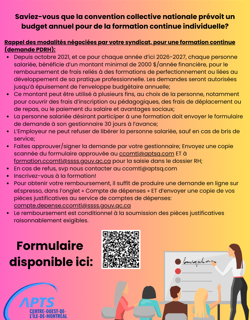 PDRH: Budget annuel pour des formations individuelles