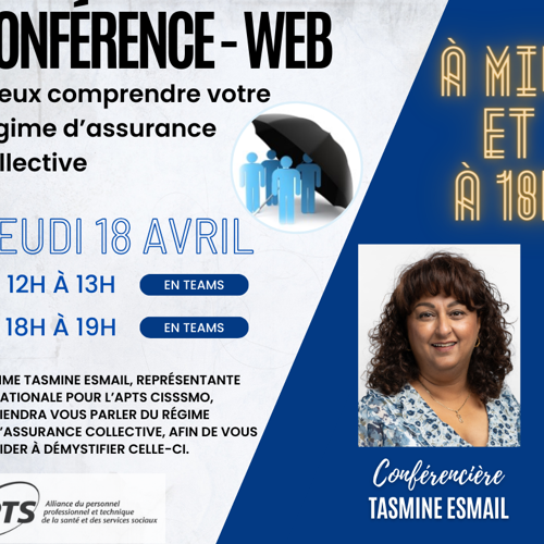 18 avril - Conférence-web sur les assurances collectives - APTS