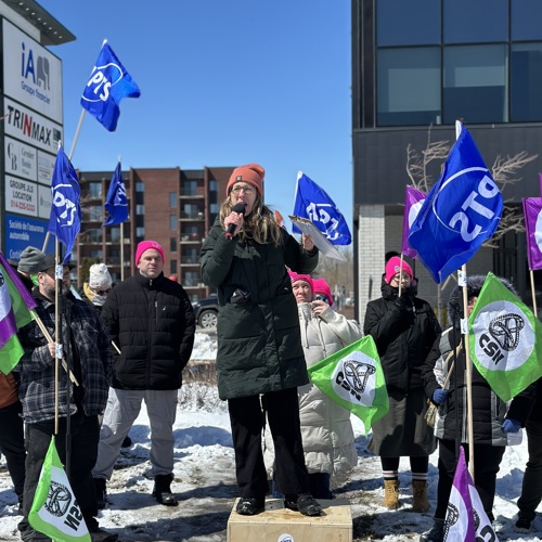 Manifestation de l’APTS en Montérégie | plus d’une centaine de militant·e·s devant le bureau du ministre Dubé pour dire NON à l’austérité - APTS Manifestation de l’APTS en Montérégie | plus d’une centaine de militant·e·s devant le bureau du ministre Dubé pour dire NON à l’austérité - APTS
