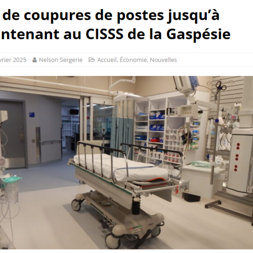 Pas de coupures de postes jusqu’à maintenant au CISSS de la Gaspésie  - APTS