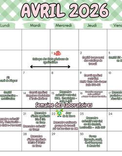 Calendrier - Avril 26