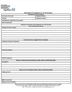 Annex 3 Declaration of a dangerous or at-risk situation Form Annex 3 Declaration of a dangerous or at-risk situation Form