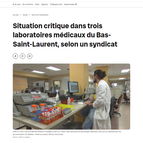 Image SITUATION CRITIQUE DANS LES LABOS: L'heure est aux solutions! - APTS Image SITUATION CRITIQUE DANS LES LABOS: L'heure est aux solutions! - APTS