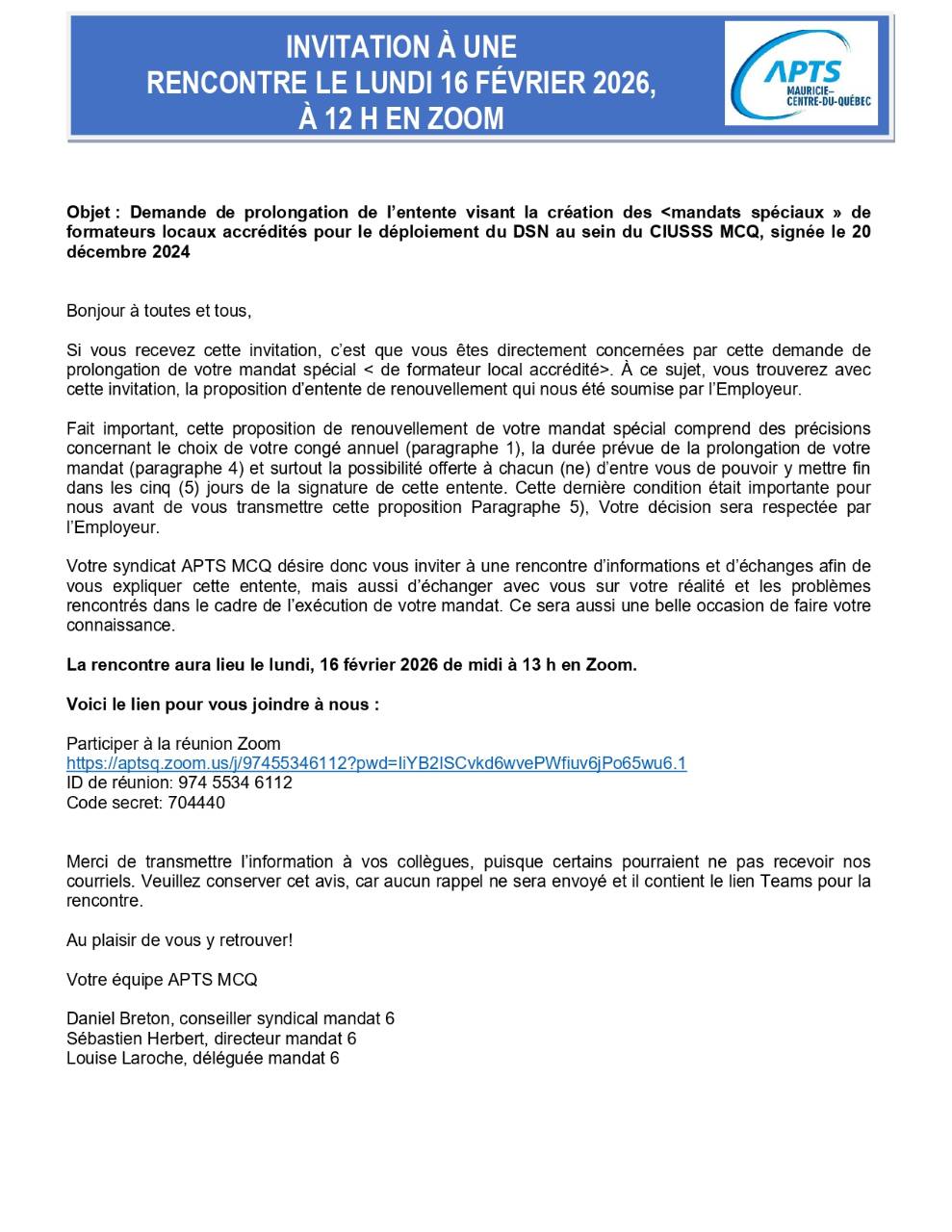 Événement du 16.02.2026 - CIUSSS Mauricie-Centre du Québec