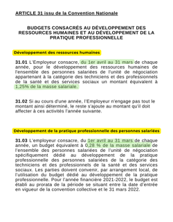 Article 31 de la convention collective Article 31 de la convention collective