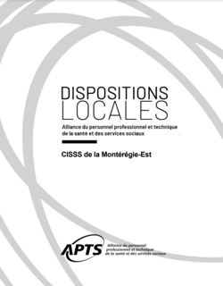 Dispositions locales du CISSS Montérégie-Est Dispositions locales du CISSS Montérégie-Est