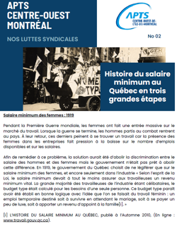 Nos luttes syndicales 2: Le salaire minimum Nos luttes syndicales 2: Le salaire minimum