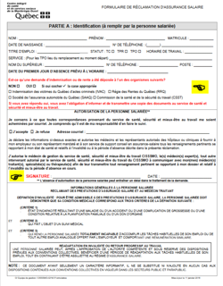 Formulaire de réclamation d'assurance salaire Formulaire de réclamation d'assurance salaire