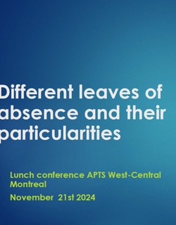 Lunch conference: Different types of leaves of absence Lunch conference: Different types of leaves of absence