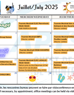 Calendrier Juillet 2025