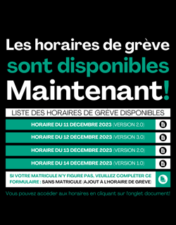 Horaire de grève Horaire de grève