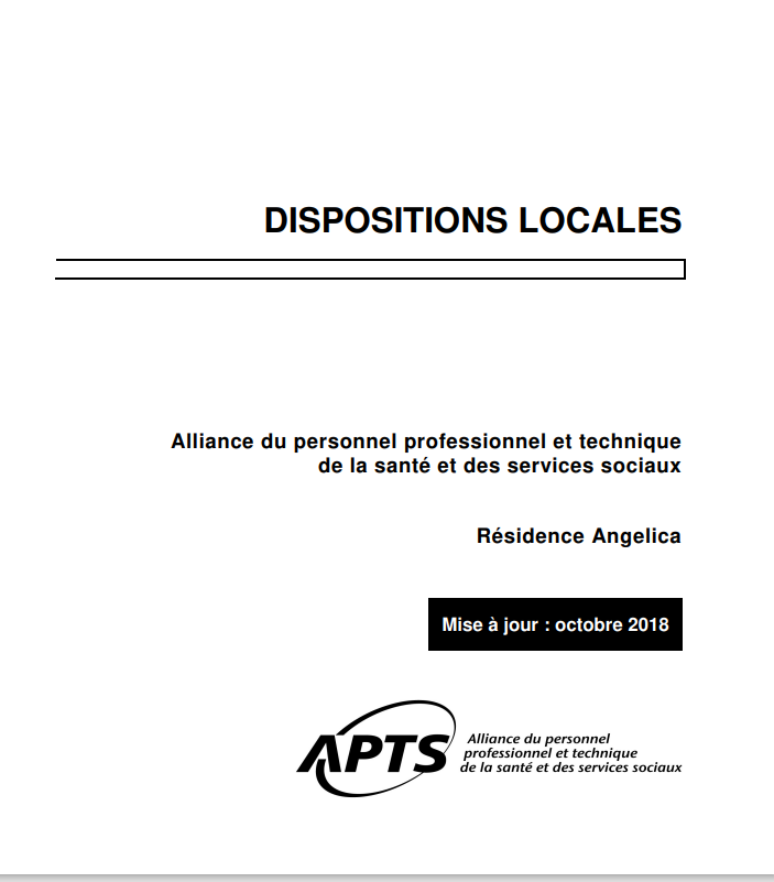 Dispositions locales de la Résidence Angelica