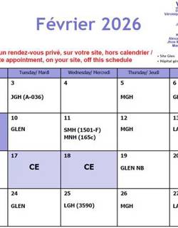 Calendrier février 2026 / February 2026 Calendar
