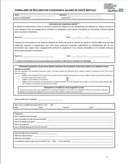 Annexe 9 Formulaire Assurance salaire Santé psychologique