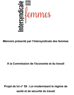 Mémoire de l'Intersyndicale des femmes sur le PL59 - 2021