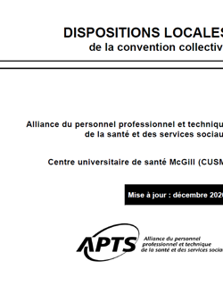 Dispositions locales du CUSM Dispositions locales du CUSM