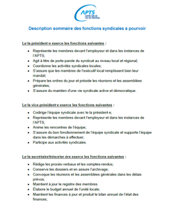 AGA 2026 - Description des postes à pourvoir