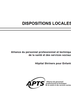 Dispositions locales de l'Hôpital Shriners pour enfants Dispositions locales de l'Hôpital Shriners pour enfants