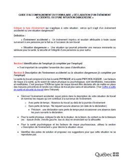 Guide d'accompagnement: Déclaration d'un événement ou d'une situation dangereuse (CISSSBSL)